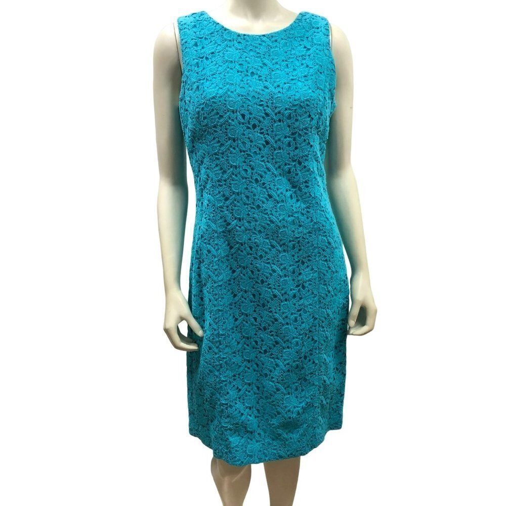 TALBOTS SLEEVELESS EMBROIDERED LACE SHEATH DRESS SIZE 10